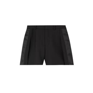 Sacai Satin-Trimmed Pleated Black Polyester Woven Shorts Size 1